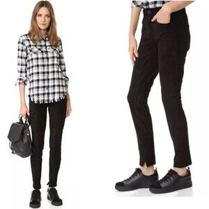 Anthro McGuire Newton Skinny Jeans Black Faux Suede Size 30 Soft Pants NEW $245